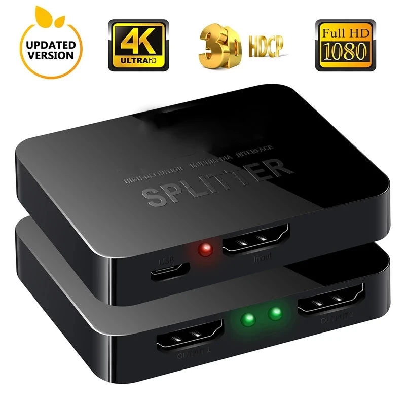 

4K HDMI Splitter HDCP Full HD 1080p Video HDMI Switch Switcher 1X2 Split 1 in 2 Out For HDTV DVD PS3 Xbox