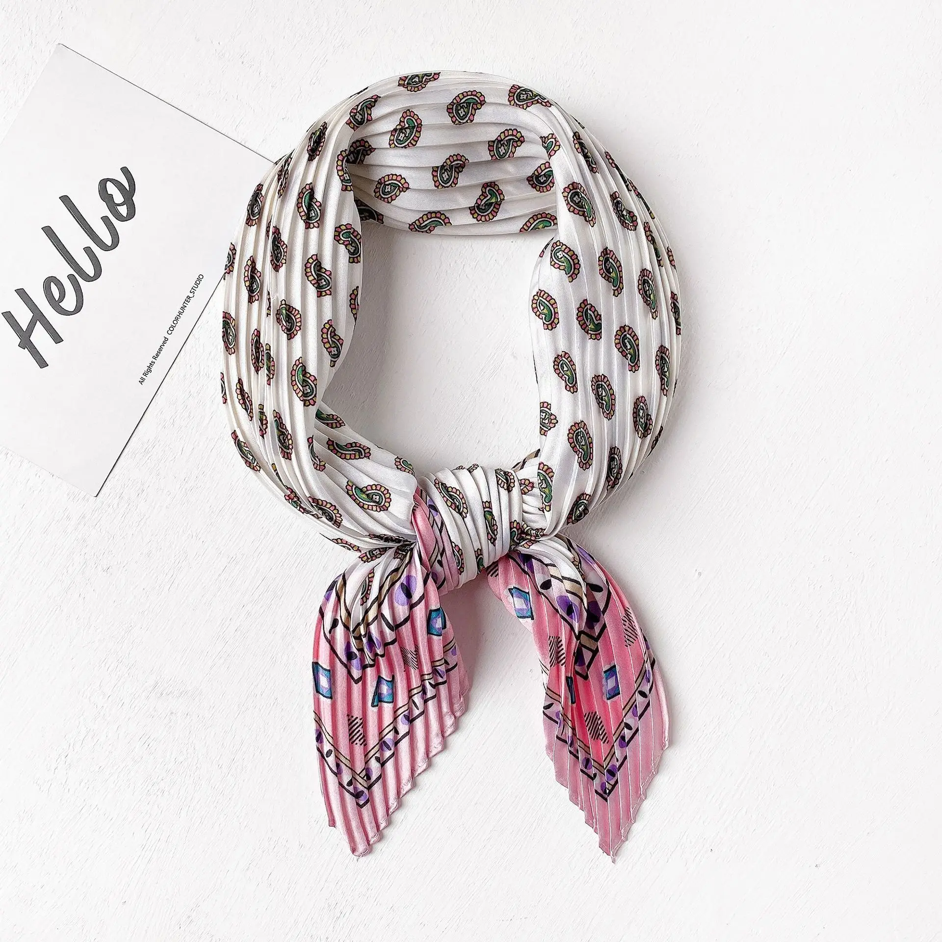

Spring, autumn and winter, new ladies' temperament, fold, small scarf, scarf, hair band, decorative tie bag and joker scarf