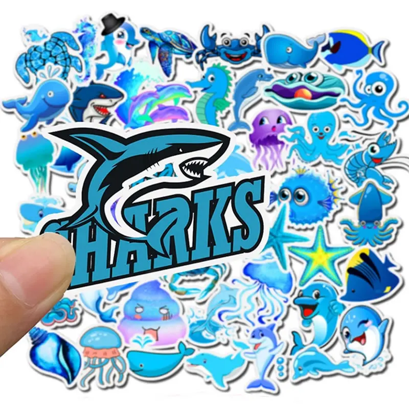 50 шт./упак. милые морских животных акула граффити Стикеры s Водонепроницаемый