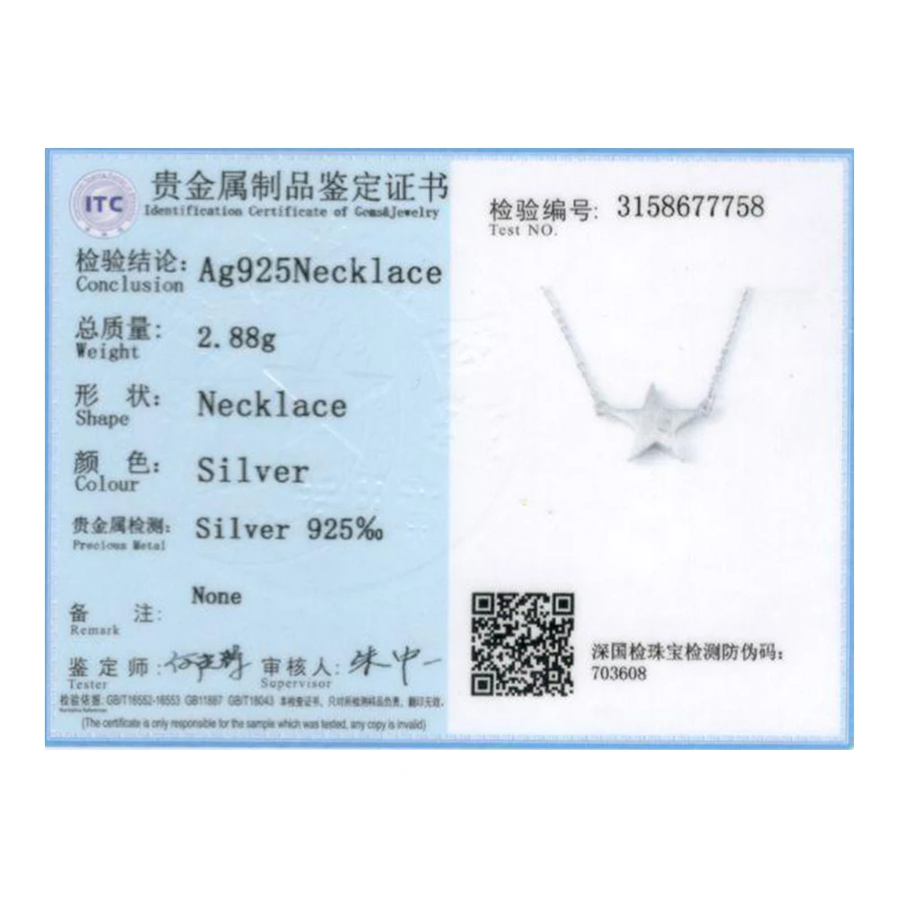 

LEKANI 925 Sterling Silver Star Necklaces Pendant Shiny Cubic Zirconia Necklace For Women Fine Engagement Jewelry Hot Selling