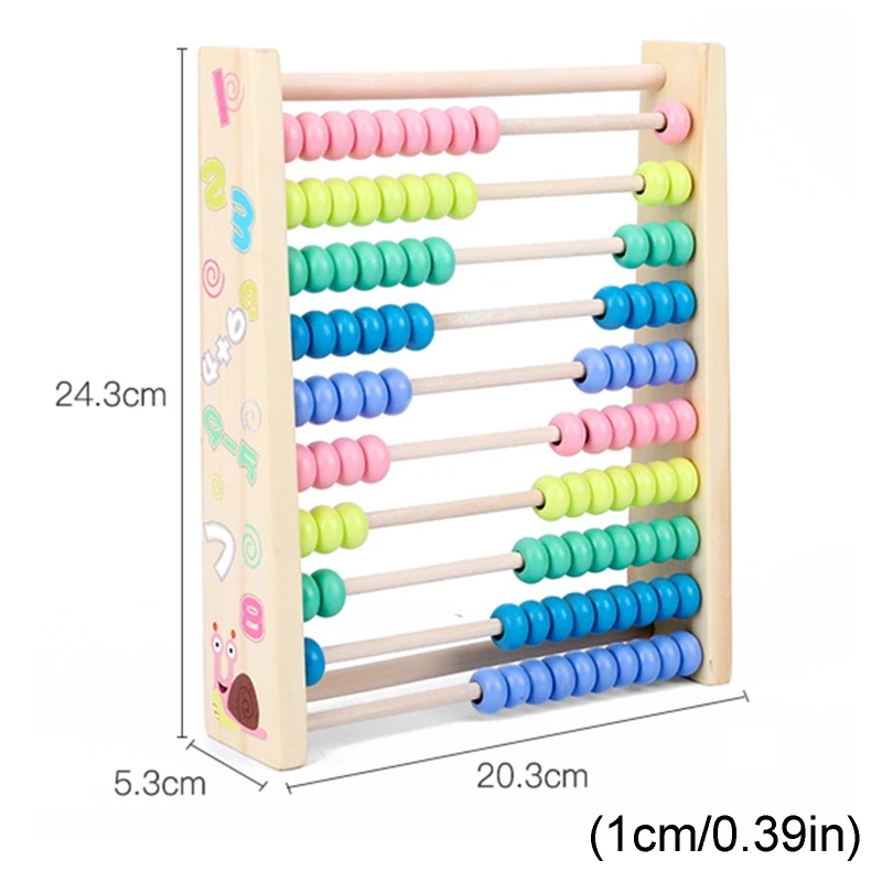 

2021 New 10-Row Wood Abacus with Multi-Color Numbers Calculating Beads Educational Toy