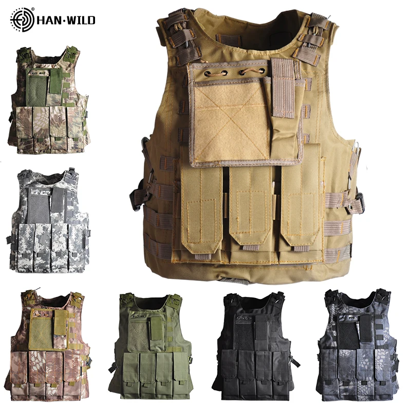 

Hiking Airsoft Military Hunting Vests Tactical Vest Molle Combat Assault Plate Carrier Tactical Vest 6 Colors Outdoor Clothing