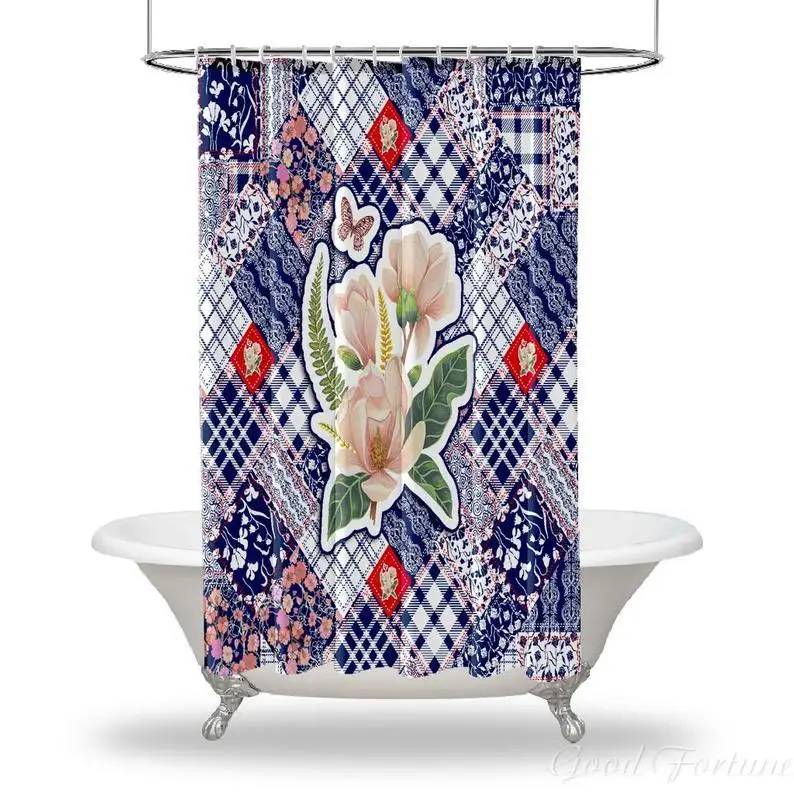 

Patchwork Printed Showers Curtain Waterproof For Your Bathtub Bathroom Decorations Multiple Sized Cherry Bloom
