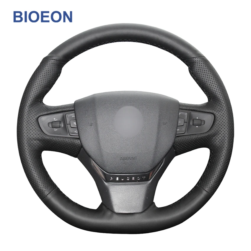 

Black PU Artificial Leather Steering Wheel Cover Braid for Peugeot 408 2014 2015 Hand Stitch Holster