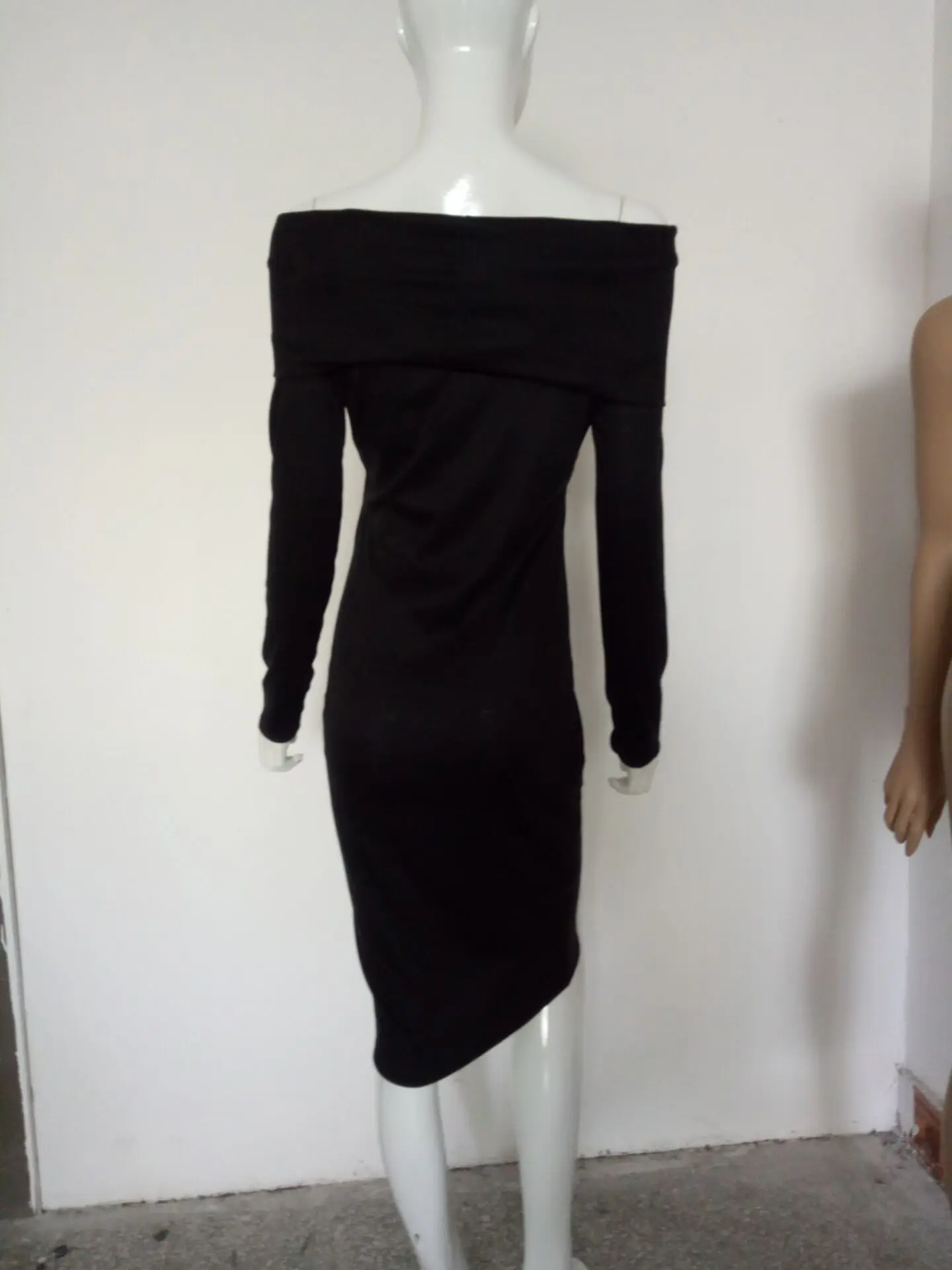 

2020 Popular Fashion New Style for Autumn and Winter off-Shoulder Long Sleeve Sexy Slim-Fit Hip Nightclub Dress