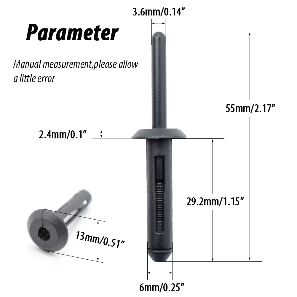 100PCS Rivet Clip Car Body Retainer Bumper Fender Liner Fasteners Kit For Chrysler 300 Jeep Wrangler JK Ford Dodge Avenger | Автомобили и