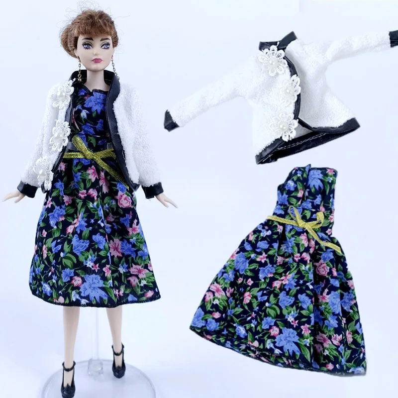 Элегантное белое пальто и платье Royalblue с цветочным рисунком в сельском стиле для