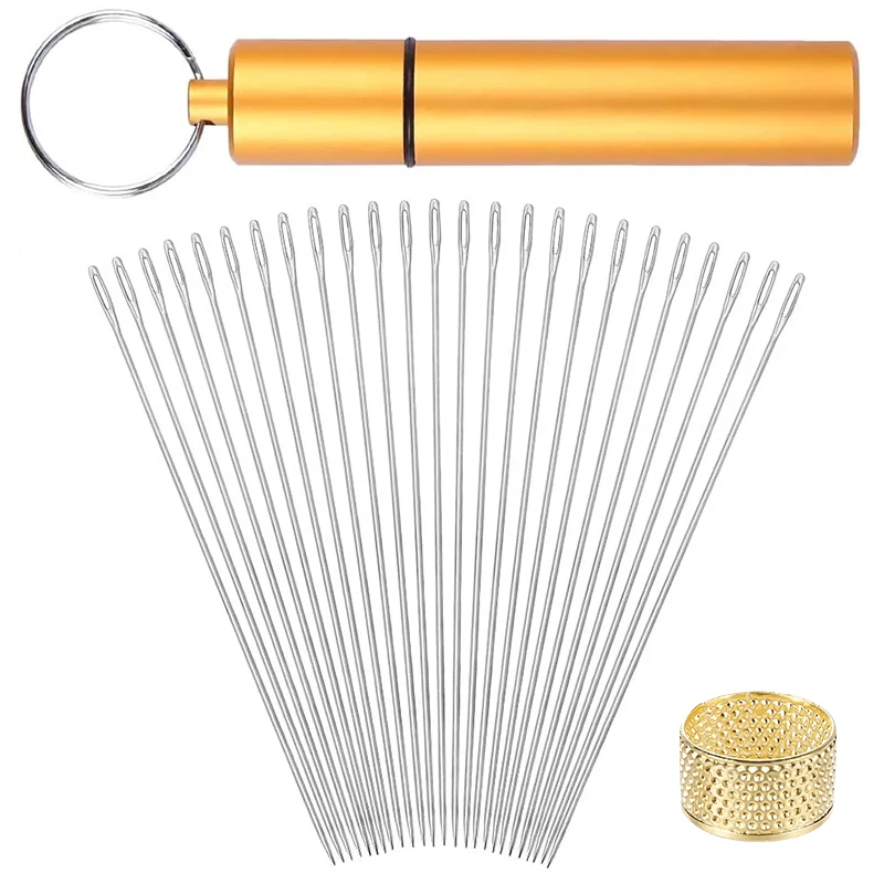 Иглы для бисероплетения Imzay 25 шт. прямые иглы длиной 1 58 дюйма/4 см + наперсток в