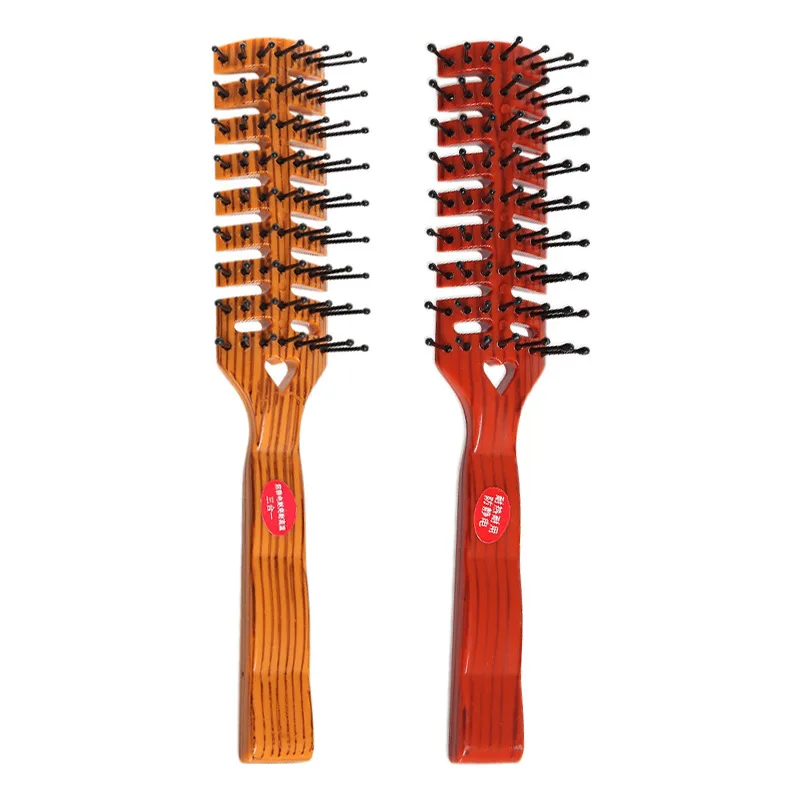 Soft Wood Grain Spareribs Comb Oil Head Barber Straight Hair Modeling Hairdressing Combs Defence Static Electricity Dry And Wet