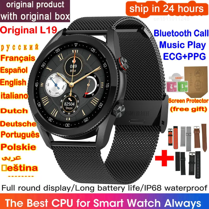 Новинка 2021 Смарт часы L19 для мужчин Bluetooth звонки ЭКГ ФПГ водозащита IP68