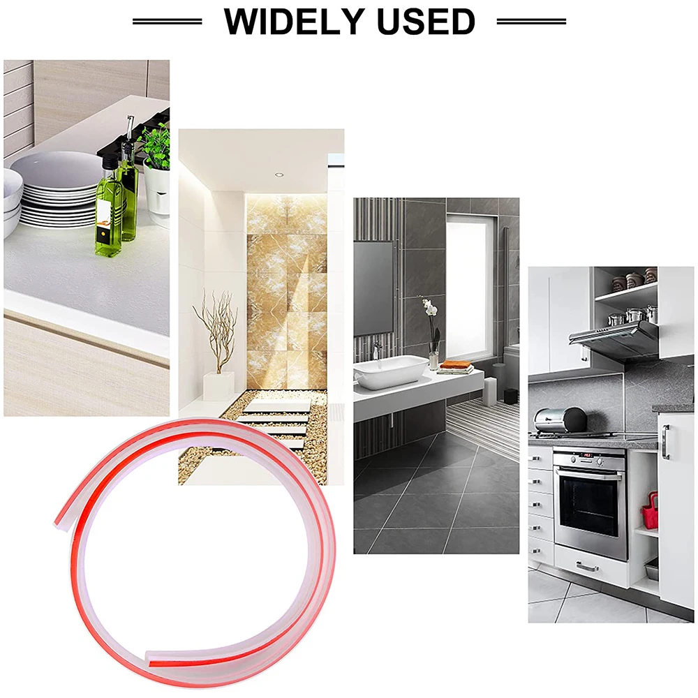 

2m Shower Splash Guard, Collapsible Silicone Threshold Water Dam Shower Door Seal, Rubber Bottom Seal Strip Water Stopper