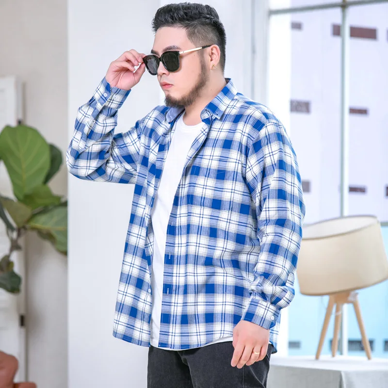 Мужская свободная рубашка с длинным рукавом черная Повседневная в шотландскую