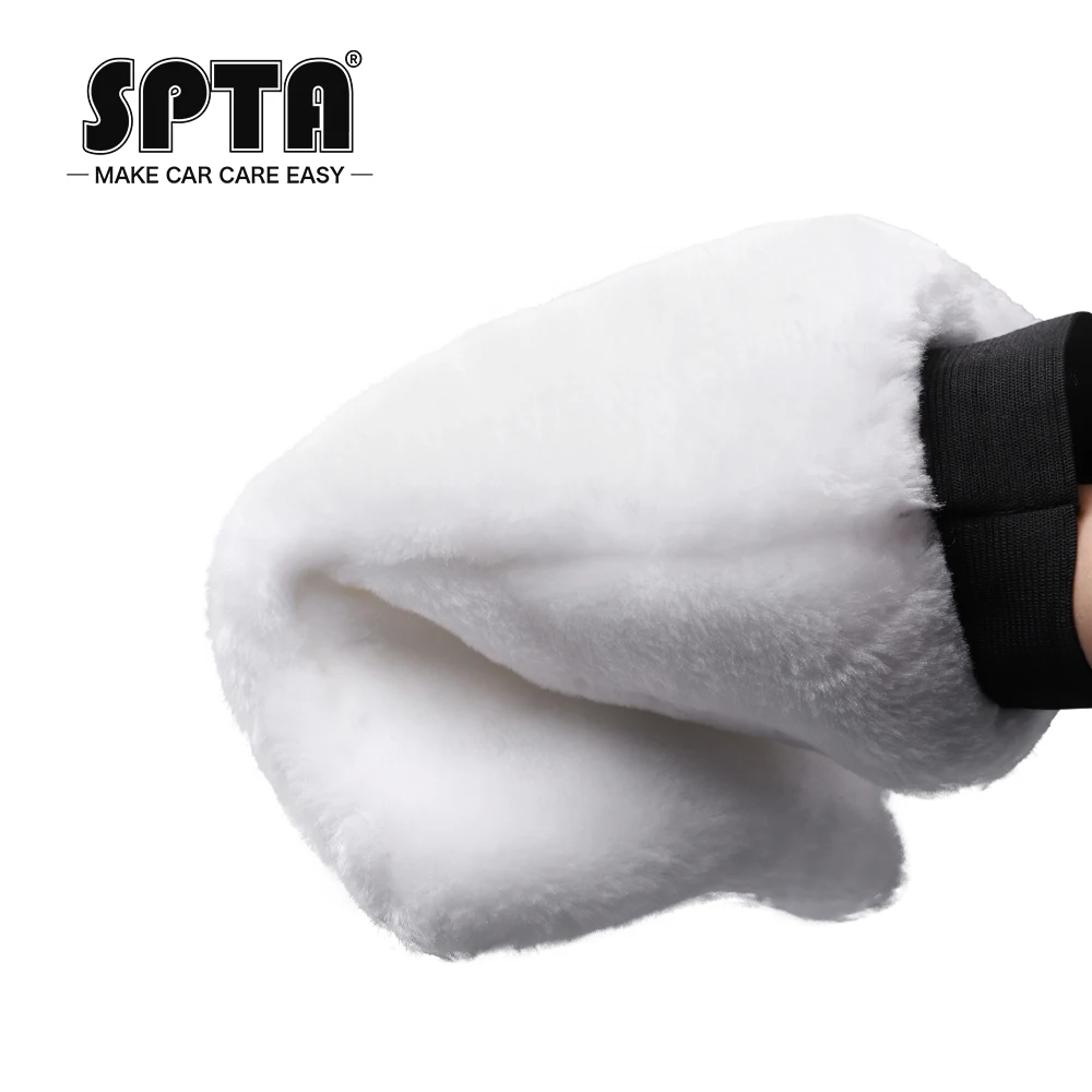 

SPTA White Soft Car Washing Glove Cleaning Cloth Mitt for Car Washing Strong Absorbent Glove Auto Cleaning Tools
