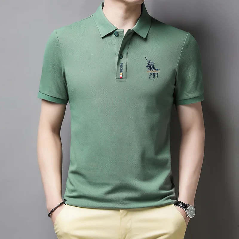 

In the summer of 2021 lapel men's short sleeve T-shirt male cotton trend
