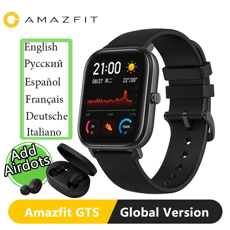Amazfit GTS Смарт часы 5ATM Водонепроницаемые Плавающие глобальная версия 14 дней