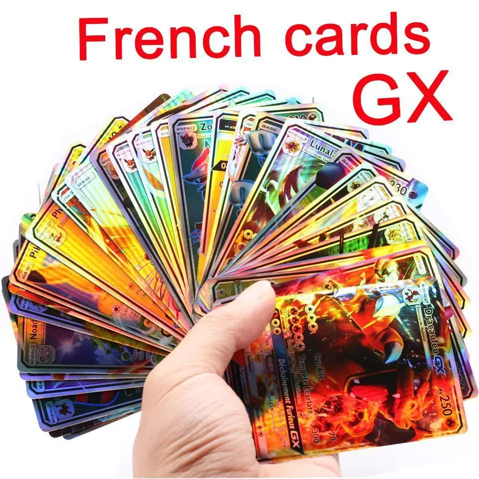 

10-100Pcs French Version Pokemon Card Featuring Team Dracaufeu GX 10PCS GX For Children's Collection Card Toy For children Gifts