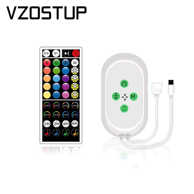 

DC5-24V 40Keys Wireless RGB LED Strip Light Music Controller for 5050 Tape Lights Home Remote Dimmer Adjust Brightness IR