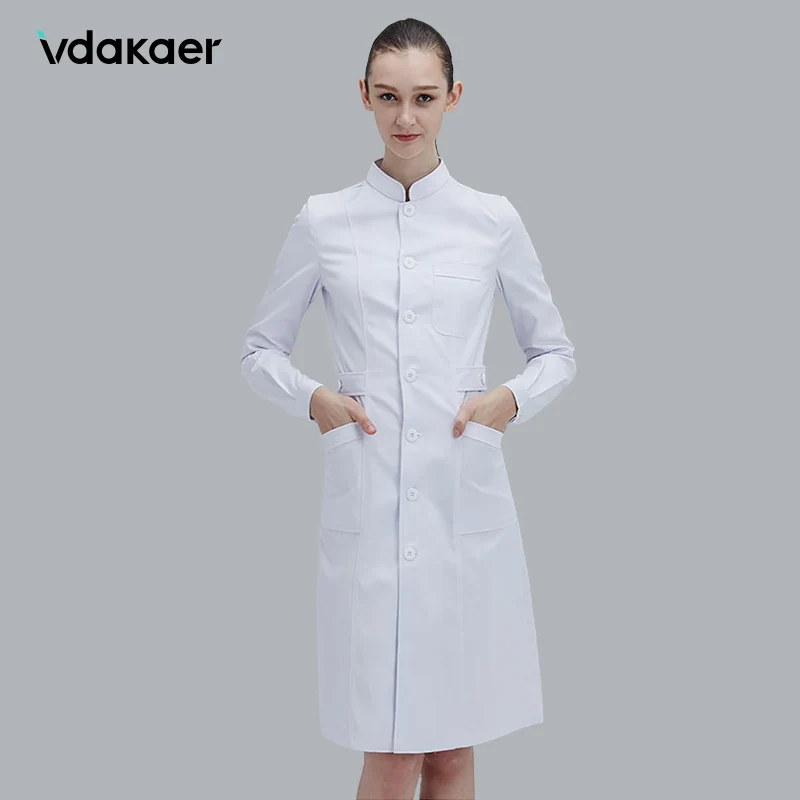 4 цвета рабочая одежда для салона красоты медсестер тонкий воротник с длинным