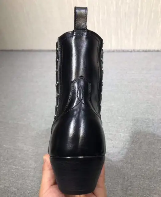 Индивидуальные слипоны шип заклепка лодыжки с заклепками Черные Ботинки Челси