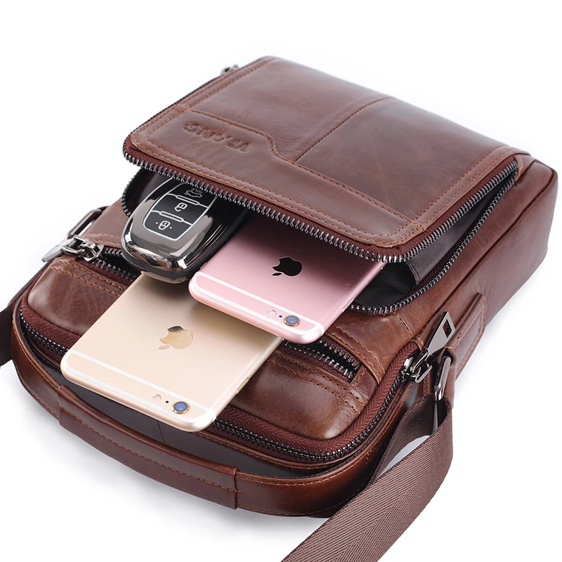 Сумка-мессенджер мужская из натуральной воловьей кожи маленький саквояж на