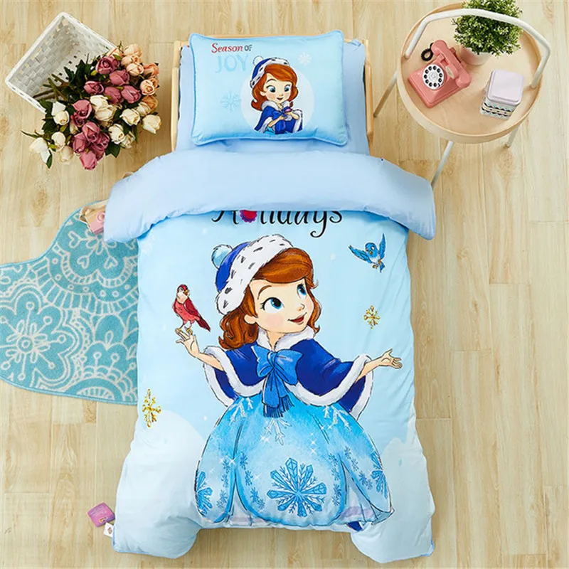 

Disney blue sofia frozen elsa cars Mickey Mouse Bedding Set Baby Crib Bed 3Pcs Duvet Cover Bedsheet for Baby Boys Girls 0.6m Bed