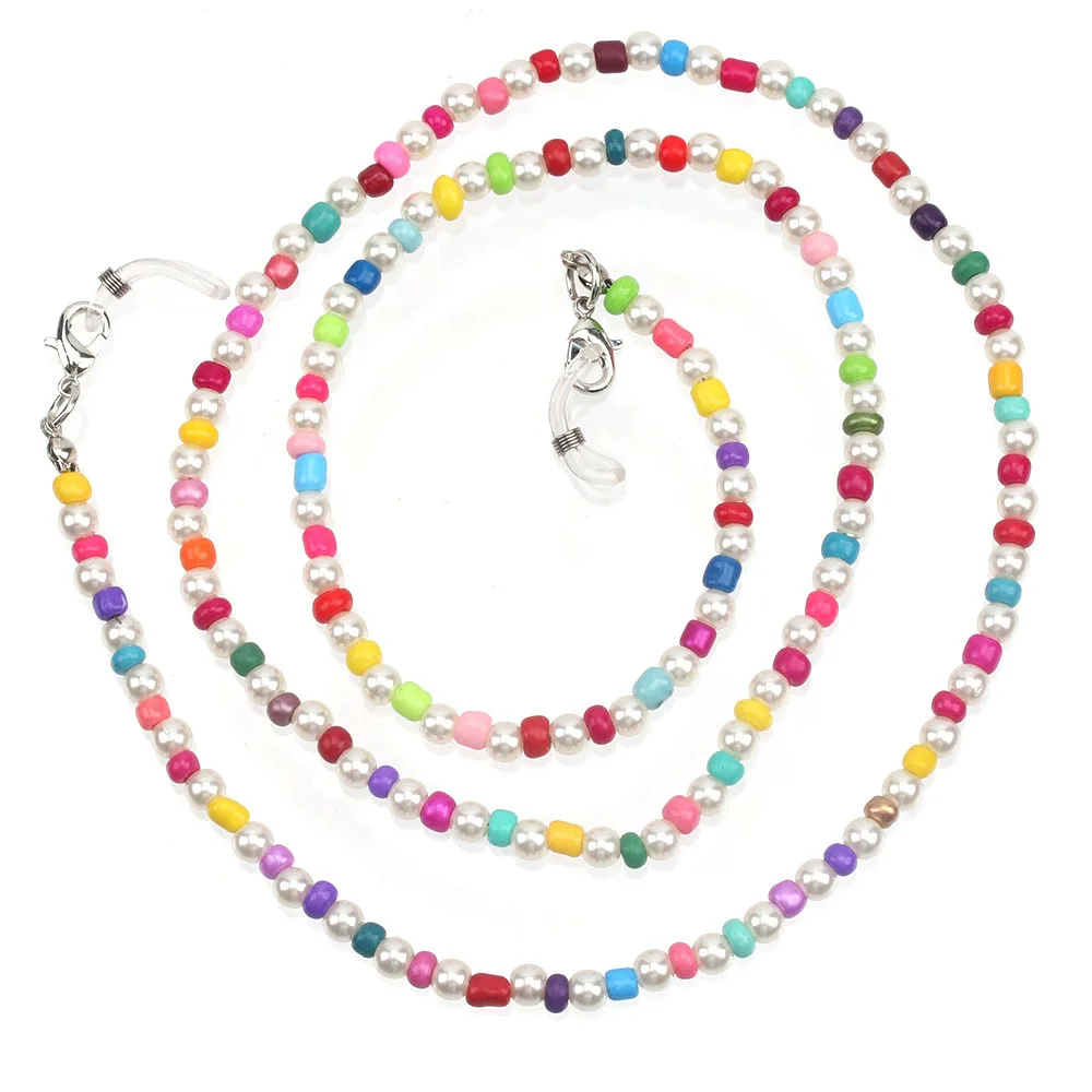 

Korean Chic Children Handmade Pearl Rice Beads Colorful Anti-Loss Mask Chain Neck Rope Fashion Women Eyeglasses Chain