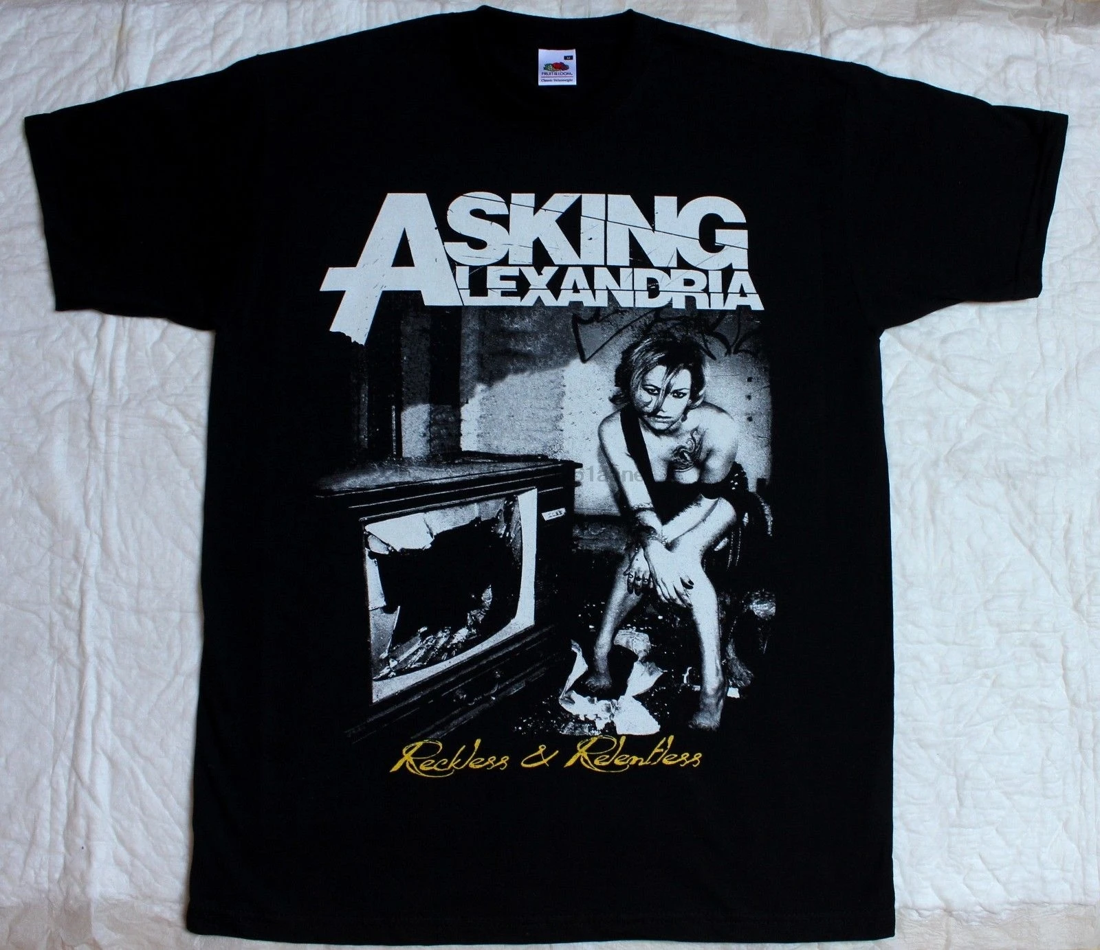 

ASKING ALEXANDRIA RECKLESS AND RELENTLESS METALCORE BLACK T-SHIRT Fashion T Shirts Slim Fit O-Neck Top Tee Plus Size