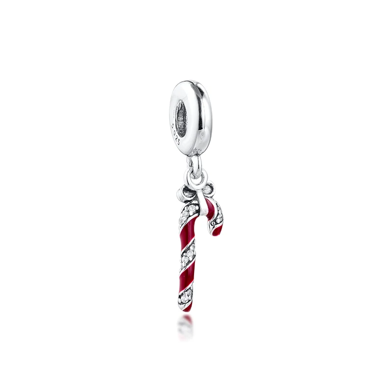 100% 925 пробы серебро Игристые Candy Cane длинные висячие серьги с подвесками в виде бус