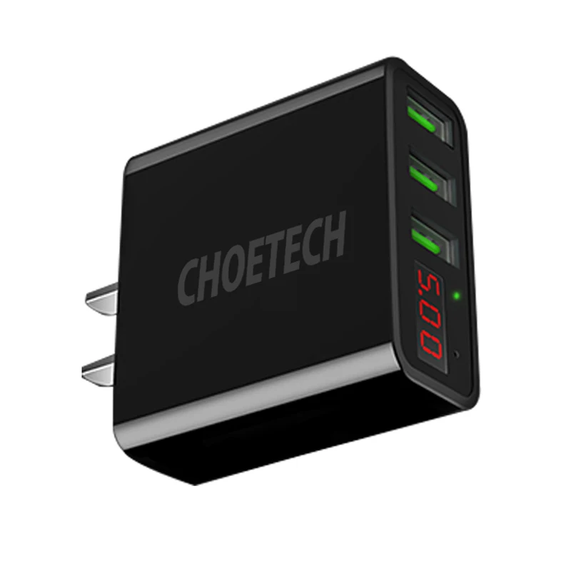 США CHOETECH 3 USB зарядное устройство для мобильного телефона светодиодный дисплей дорожное настенное зарядное устройство Быстрая Зарядка адаптер 5 В/3 А 15 Вт для iPhone 11 X XR XS MAX 8 - Тип штекера: США