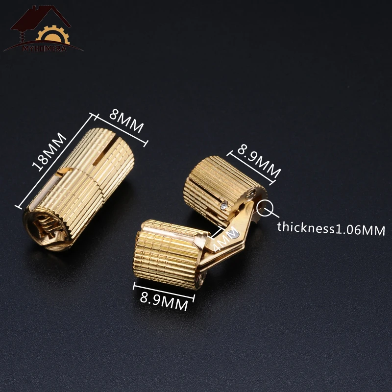 8mm Myhomera Чистый медный бочонок петли цилиндрический скрытый шкаф Невидимый латунный шарнир Подарочная коробка крепление мебельное оборудование - Цвет: 8mm