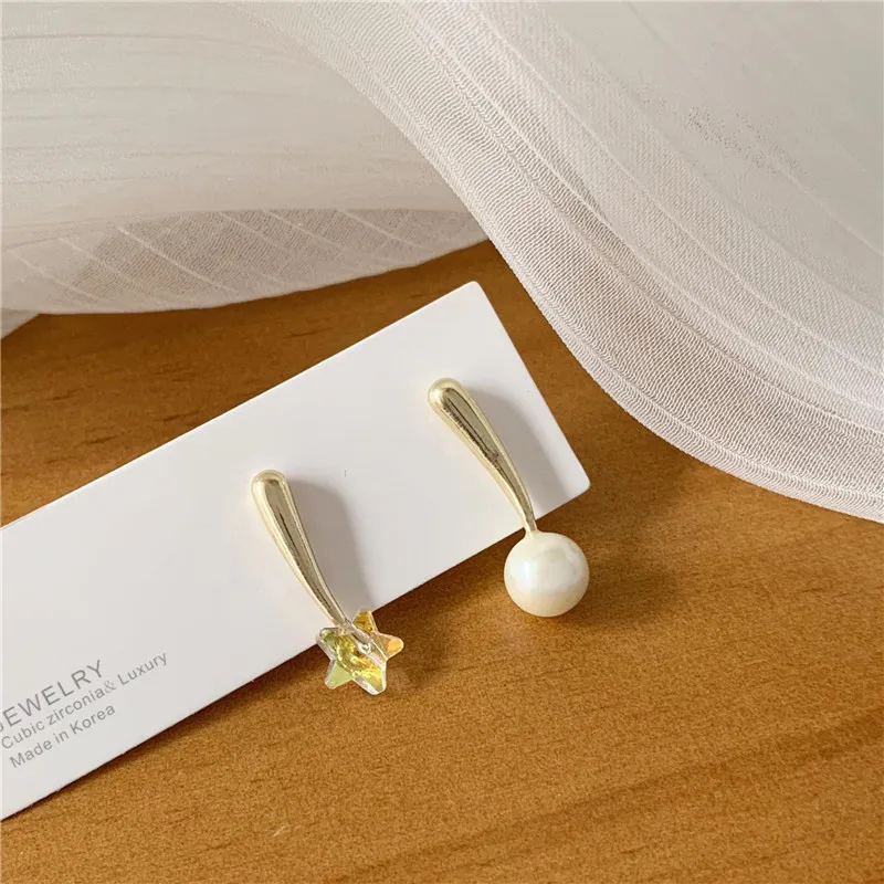 

Girls Crystal Star Indian Earrings Simulated-pearls Sweet Cute Earrings