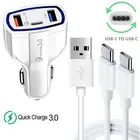 Автомобильное зарядное устройство QC 3,0 PD, кабель Type CUSB C для Huawei P30 Pro P Smart Z 2021 Y7a Honor 20 9X 10X lite, MatePad, зарядка