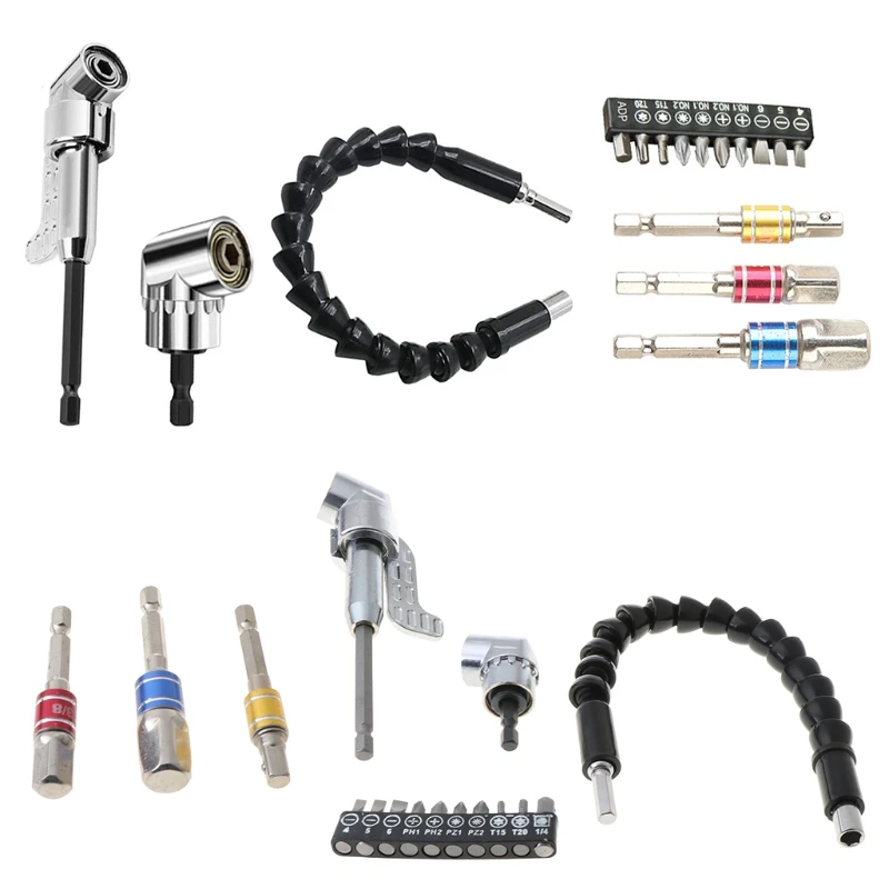 

Socket Adapter Flexible Shaft Extension 105 Right Angle Screwdriver Drill Bit Holder Connect Rod Car Repair Tools Set