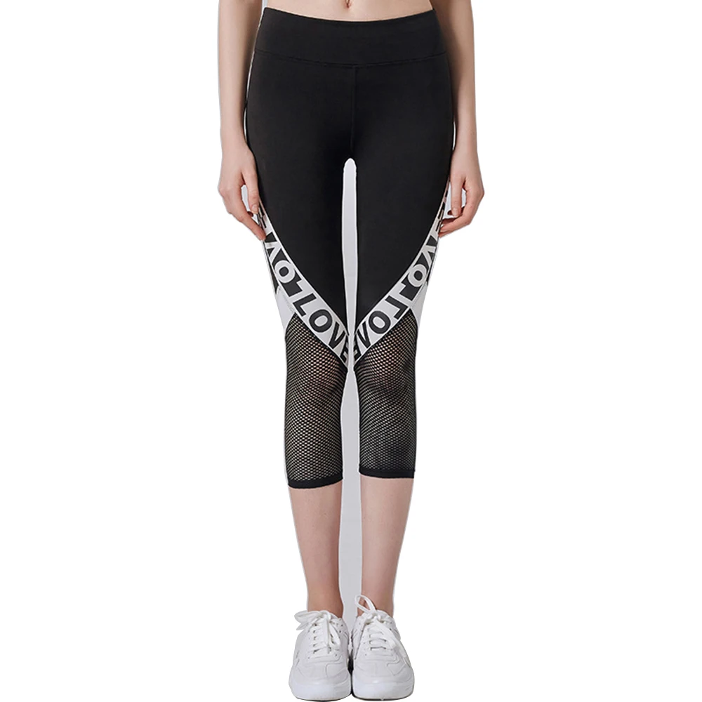 Женские колготки с высокой талией BOKAMODA черные сетчатые Леггинсы для йоги Спортивные укороченные брюки