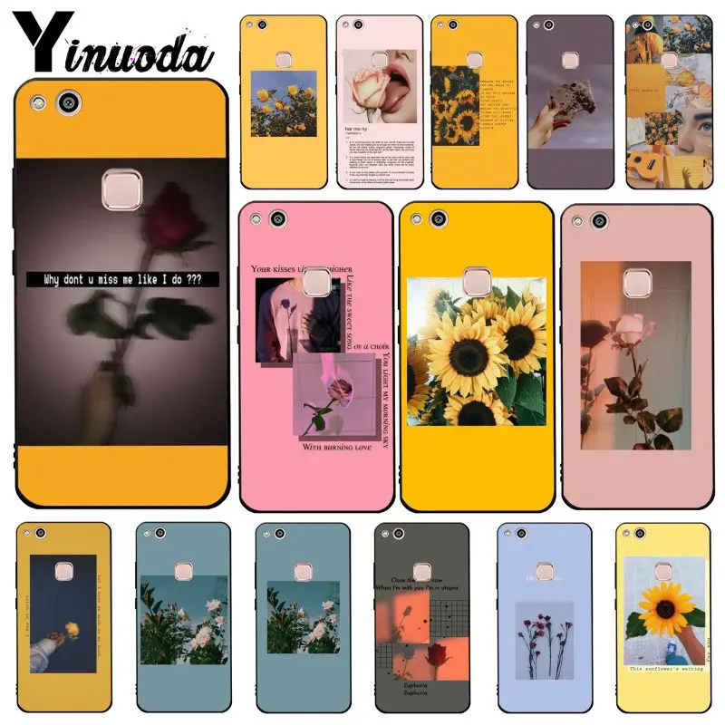 

Yinuoda Great Aesthetic art Pink Yellow Sunflower Rose Phone Case for Huawei Y5 II Y6 II Y5 Y6 Y7Prime Y9 2018 2019