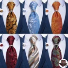 DiBanGu, дизайнерский мужской галстук, черный, золотой, Пейсли, Шелковый Свадебный галстук для мужчин, галстук, запонки, набор колец, модный костюм, деловые, вечерние