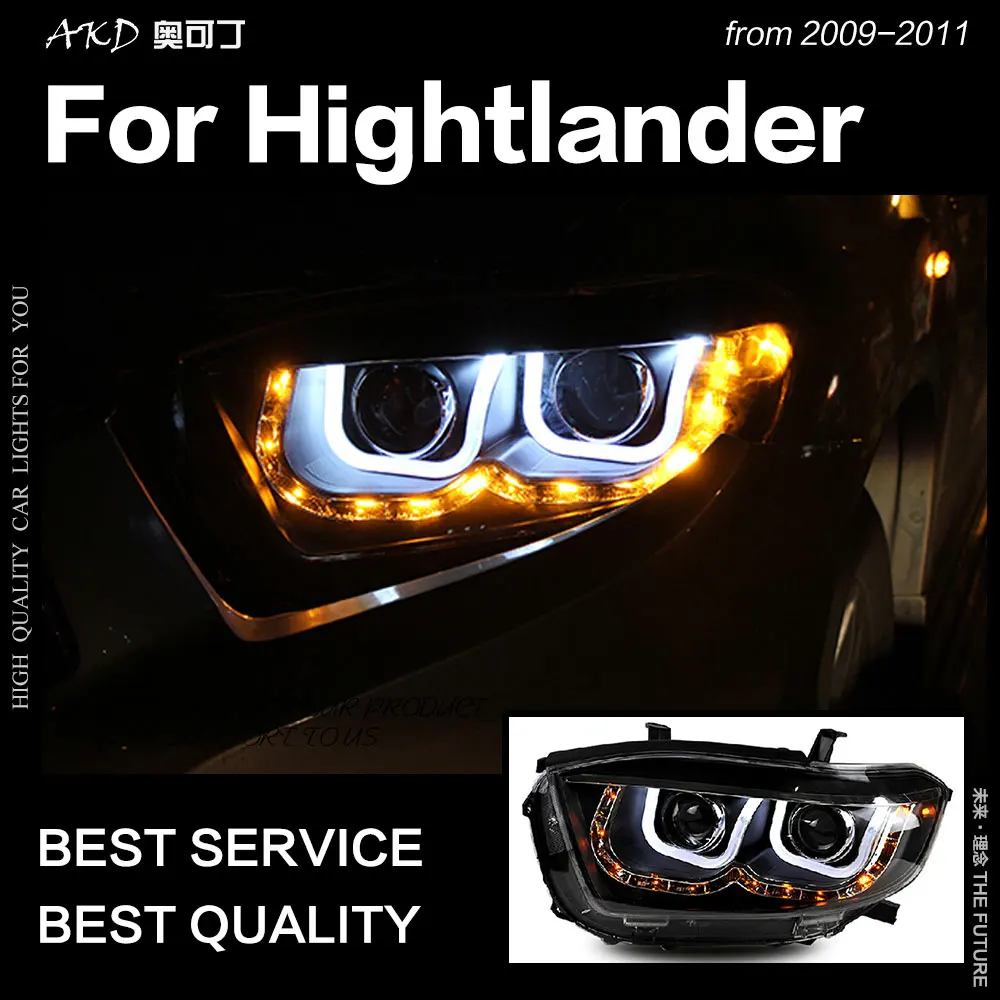 AKD автостайлинг фары Toyota Highlander 2009-2011 светодиодная… для Kluger DRL Hid ангельские глазки