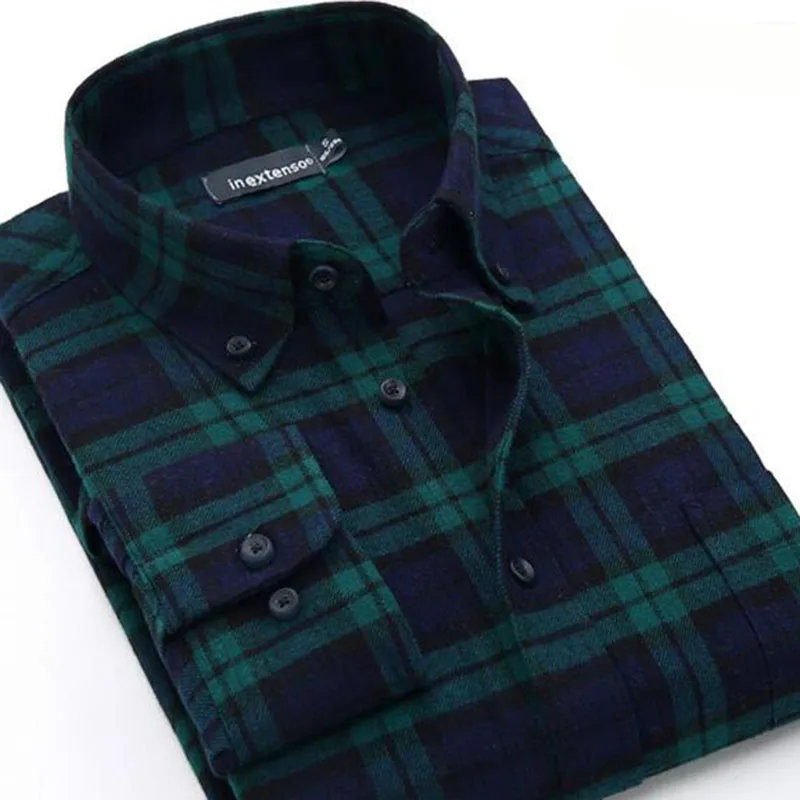 Men Grind Plaid Printed Single Breasted Shirts Camisa Flannel Pure Cotton Breathable Comfortable Vestido Spring Cloth | Мужская одежда