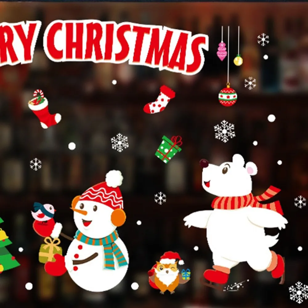 Санта Клаус украшения окна витрины наклейки для стеклянных дверей самоклеющиеся