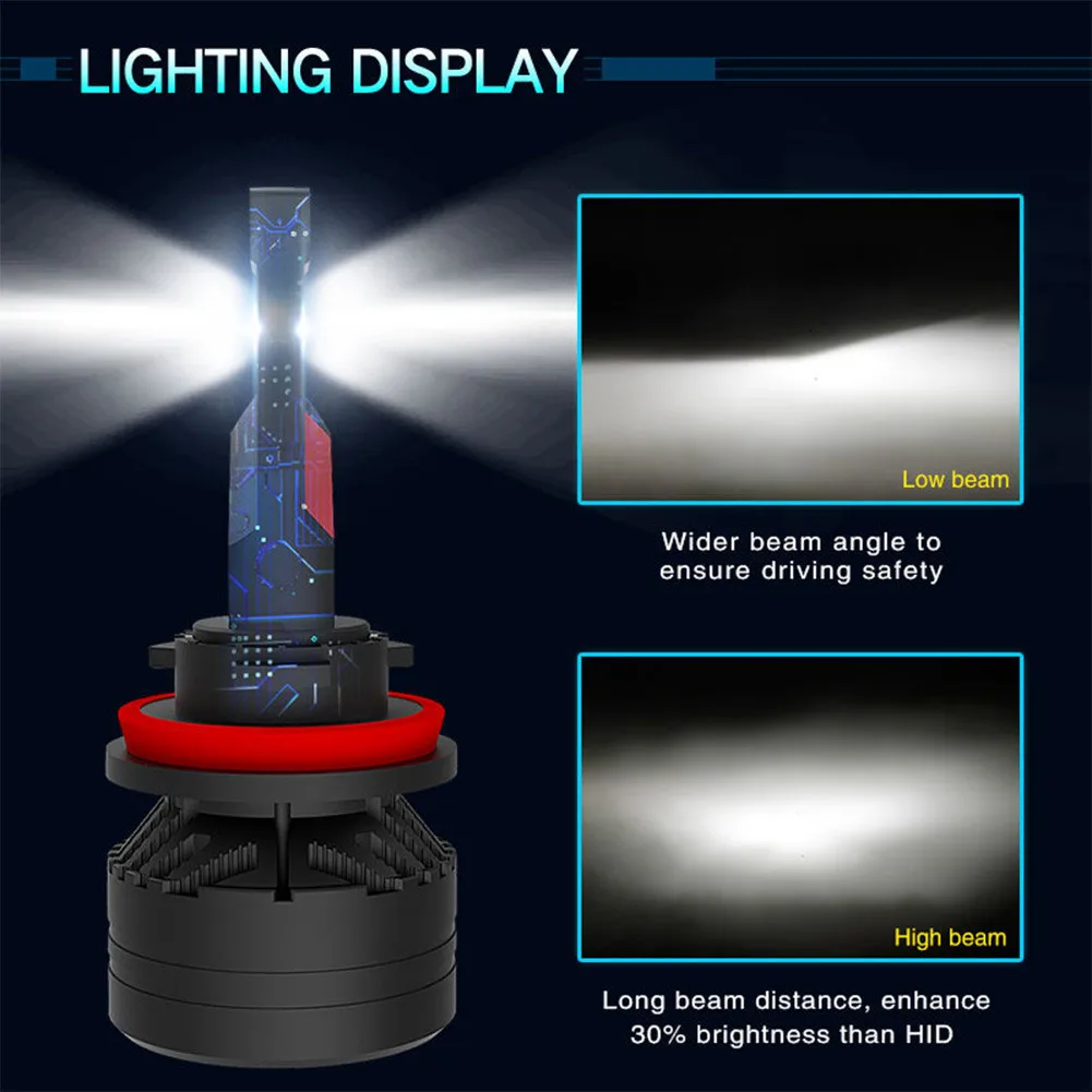 

2pcs H11 Car LED Headlight 45W F3 Series Car Led Headlight Bulb DC9V-32V 6000K White Lights Aviation Aluminum 73.4* 14.9mm