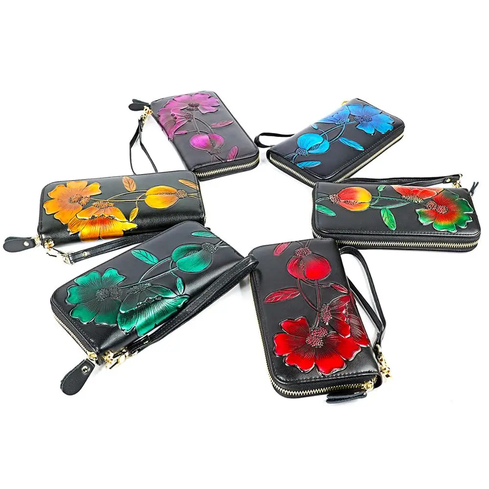 3D тисненый кошелек с цветами модный дизайн женский длинный Повседневный чехол