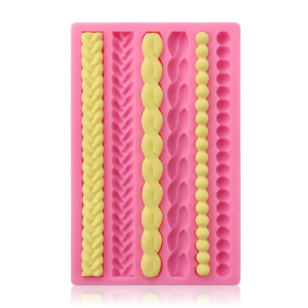 Силиконовые формы для помадки 3d перламутровые вязания веревки инструмент