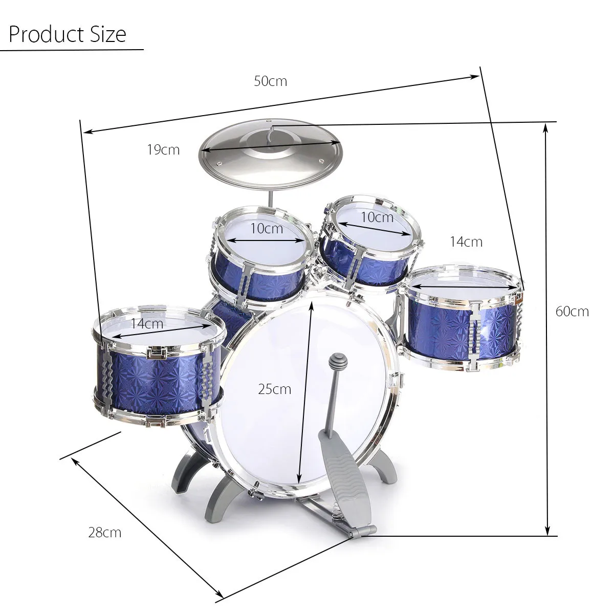 

5 Drums Set Children Kids Jazz Drum Junior Kit Musical Educational Instrument Toy with Small Stool Child Percussion Drum Sticks