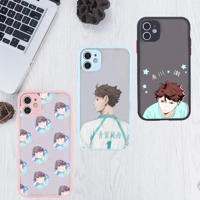 

3.anime Haikyuu Oikawa Phone Case Clear Funda matte transparent For blue iPhone 7 8 x xs xr 11 12 pro plus max mini