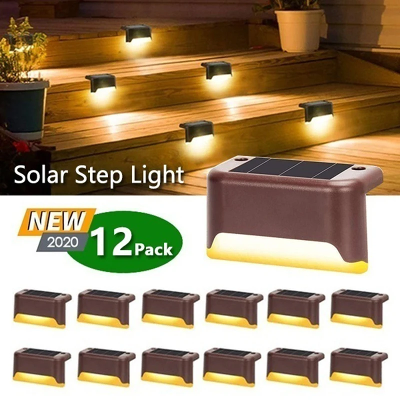 

Mayitr 12pcs Waterproof Solar Outdoor Deck Lights High Quality Energy-saving Step Lamp For Garden Wall Stairs