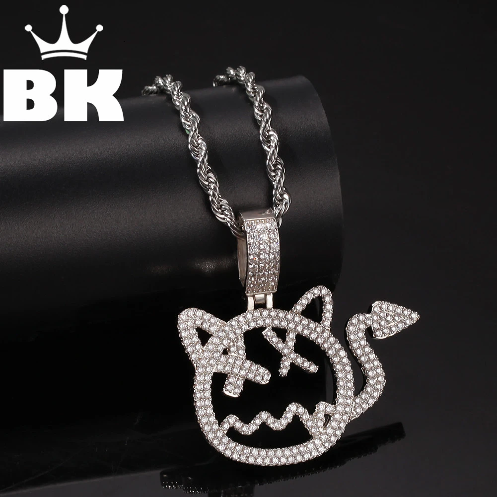 Ожерелье BLING KING с вырезами из мультфильма колье в стиле хип хоп кубическим