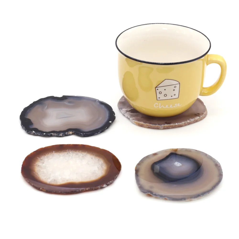 

Natural Agates Slice Coaster Cup Mug Drink Holder Pad Nail Palette Gems Crafts Stone For Jewelry Display Color Mixing Plate