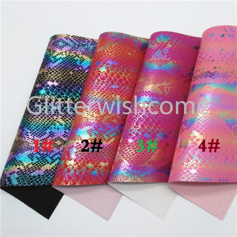 Винил Glitterwishcome размера A4 21 х29 см для бантов радужная металлическая змеиная кожа