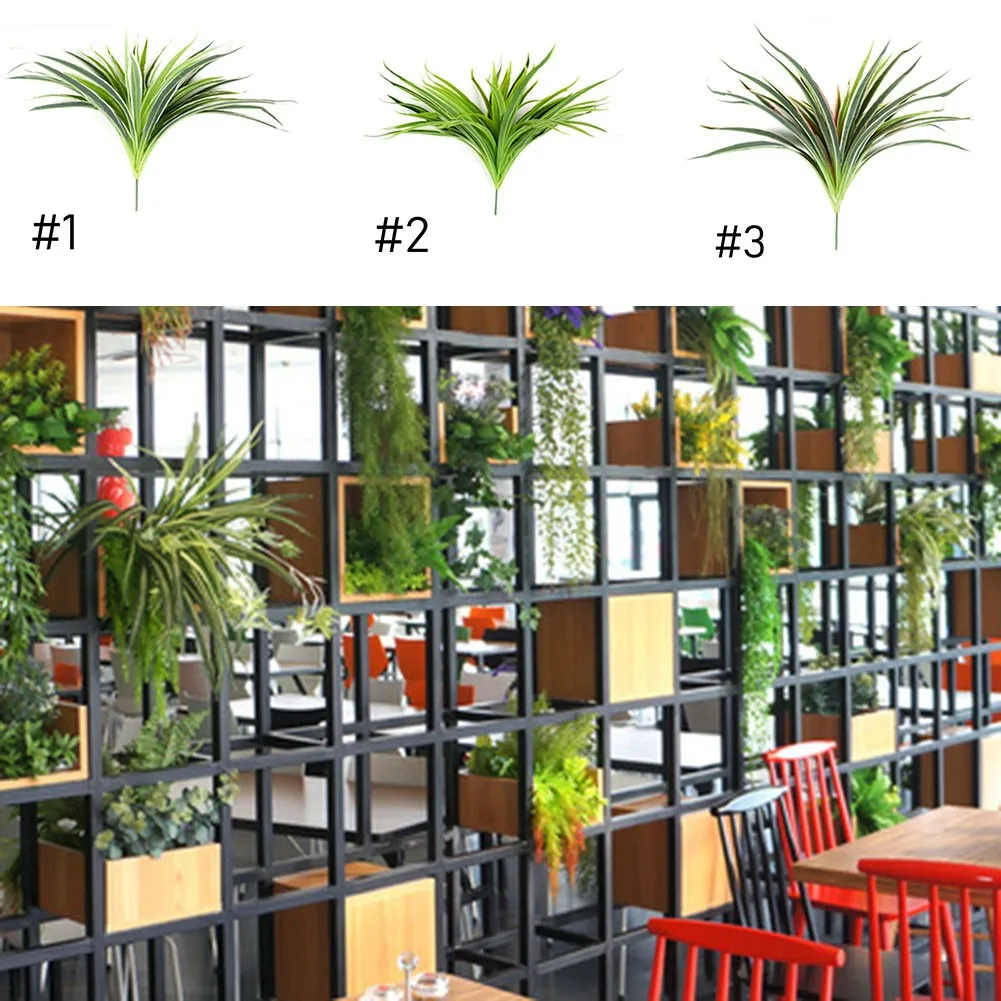 

1 Bundles Artificial Plants Eco-Friendly Plastic Chlorophytum Branch Uv Resistant Home Indoor Potted Table Decoration