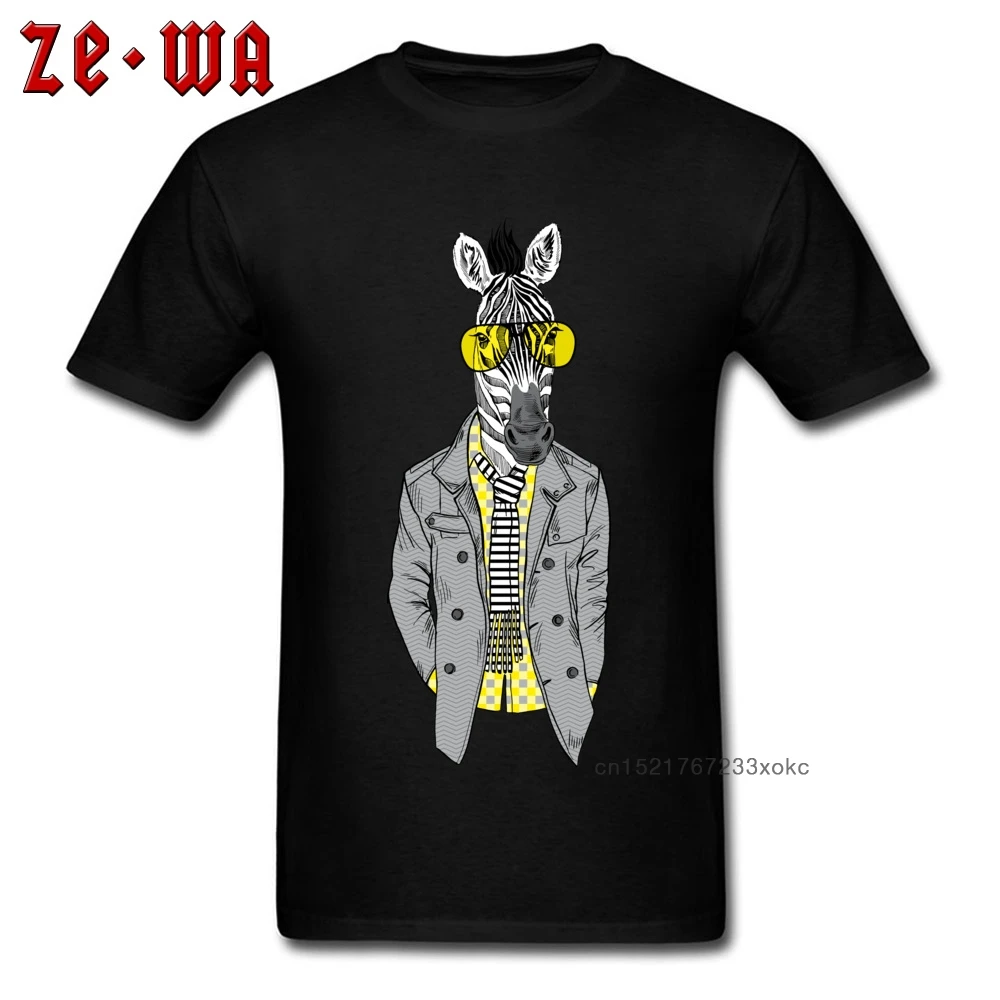 100% хлопок Ткань T рубашка для мужчин футболка лошадь модной зебры прикольные